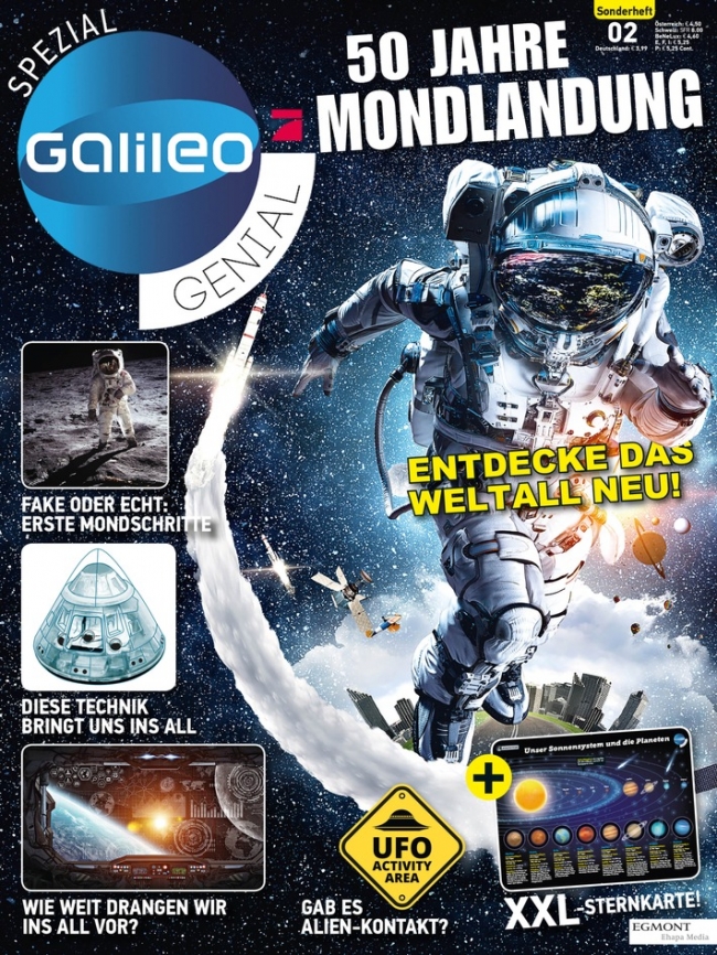 Foto:  obs/Egmont Ehapa Media GmbH
Cover des Sonderhefts "Galileo genial Spezial - 50 Jahre Mondlandung