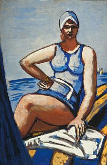 BILD zu OTS - Max Beckmann, Quappi in Blau im Boot, 1926/1950, Gouache und Öl auf Papier, 88,5 x 58 cm, Sammlung Würth