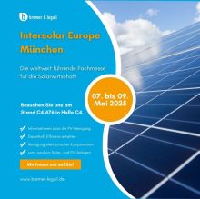Maximale Erträge durch regelmäßige Reinigung der Photovoltaikanlage - Bremer & Leguil informiert auf der Intersolar München über innovativen Photovoltaikreiniger Rivolta P.H.C. Maximale Erträge durch regelmäßige Reinigung der Photovoltaikanlage - Bremer & Leguil informiert auf der Intersolar München über innovativen Photovoltaikreiniger Rivolta P.H.C.